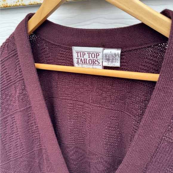 Vintage Cardigan Tip Top Tailors / Burgundy / Large / 90s - Picture 5 of 6